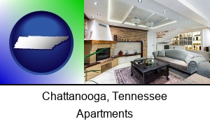 Chattanooga, Tennessee - a living room in a luxury apartment