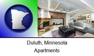 Duluth, Minnesota - a living room in a luxury apartment
