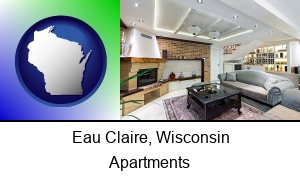 Eau Claire, Wisconsin - a living room in a luxury apartment