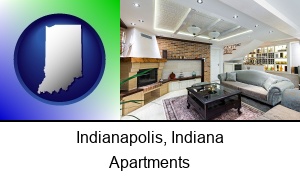 Indianapolis, Indiana - a living room in a luxury apartment