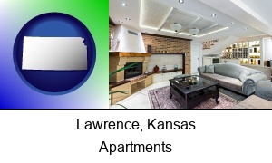 Lawrence, Kansas - a living room in a luxury apartment
