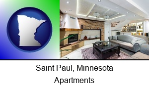 Saint Paul, Minnesota - a living room in a luxury apartment