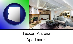 Tucson, Arizona - a living room in a luxury apartment