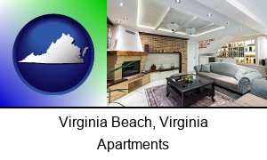 Virginia Beach, Virginia - a living room in a luxury apartment