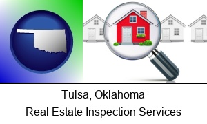 Tulsa Oklahoma a house viewed through a magnifying glass