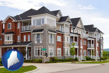 luxury apartments with Maine map icon