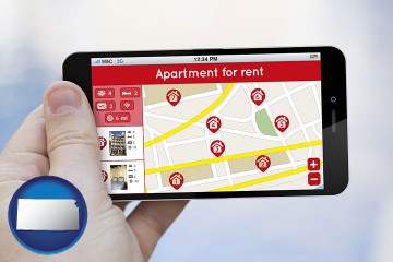 apartments for rent with Kansas map icon