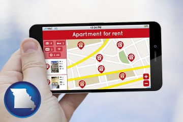 apartments for rent with Missouri map icon