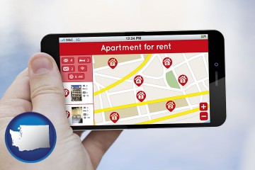apartments for rent with Washington map icon