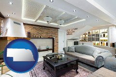 Nebraska - a living room in a luxury apartment