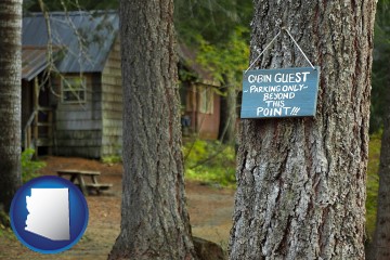 rental cabins with Arizona map icon