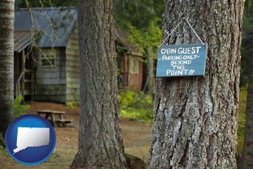 rental cabins with Connecticut map icon