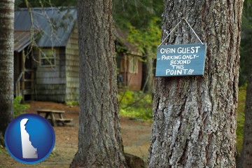 rental cabins with Delaware map icon