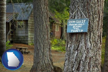 rental cabins with Georgia map icon