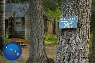 rental cabins with Hawaii map icon