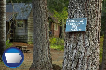 rental cabins with Iowa map icon