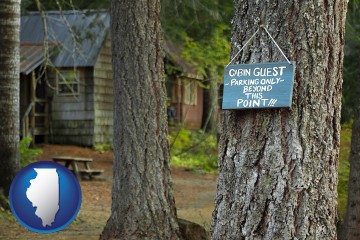 rental cabins with Illinois map icon