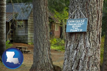 rental cabins with Louisiana map icon