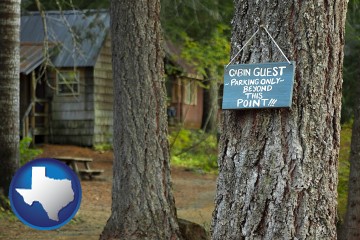 rental cabins with Texas map icon