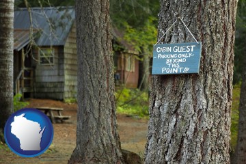 rental cabins with Wisconsin map icon