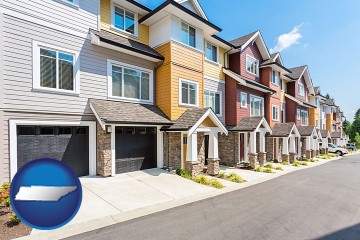 a row of townhouses with Tennessee map icon