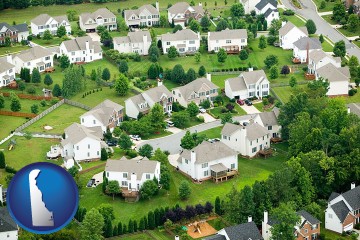 a housing development with Delaware map icon