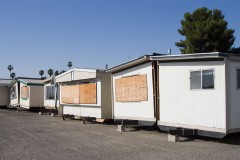 a row of used mobile homes