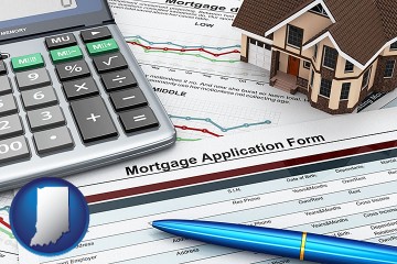 a mortgage application form with Indiana map icon