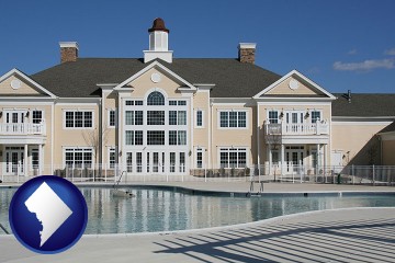 an active adult community center and swimming pool with Washington, DC map icon