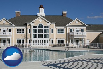 an active adult community center and swimming pool with Kentucky map icon