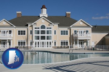 an active adult community center and swimming pool with Rhode Island map icon