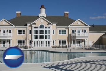 an active adult community center and swimming pool with Tennessee map icon