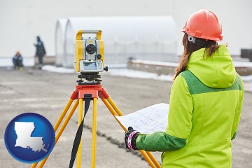 surveying services with Louisiana map icon