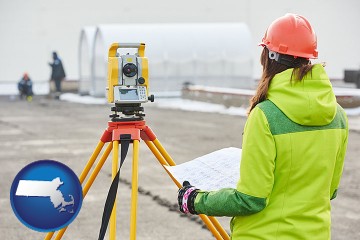 surveying services with Massachusetts map icon