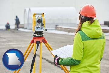 surveying services with Missouri map icon