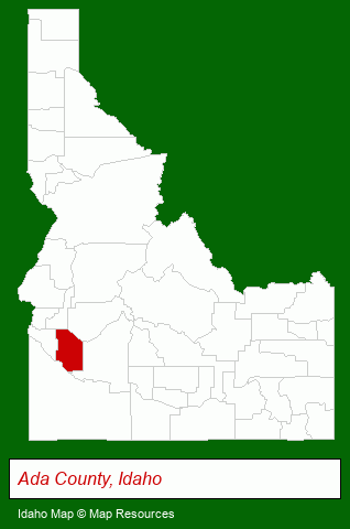 Idaho map, showing the general location of Spink Butler