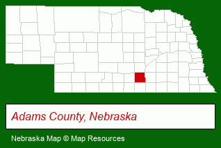 Nebraska map, showing the general location of Adams County Fair