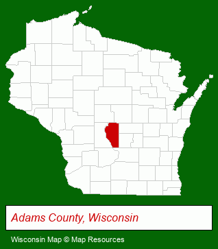 Wisconsin map, showing the general location of Ukarydee Equestrian Camping