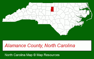 North Carolina map, showing the general location of Twin Lakes Center