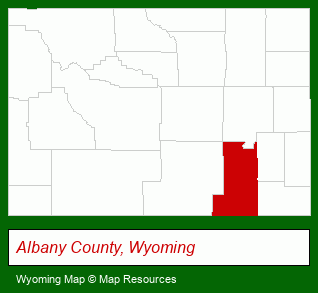 Wyoming map, showing the general location of Acre Company