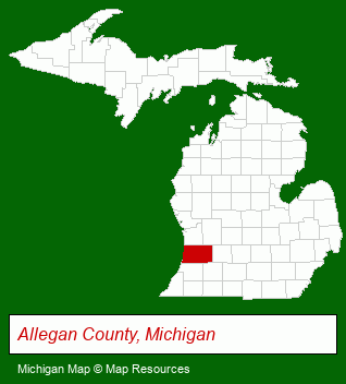 Michigan map, showing the general location of Beachway Resort