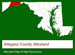 Maryland map, showing the general location of Al-Gar Federal Credit Union