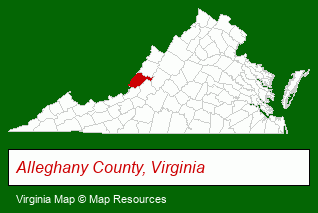 Virginia map, showing the general location of Buckhorne Country Store