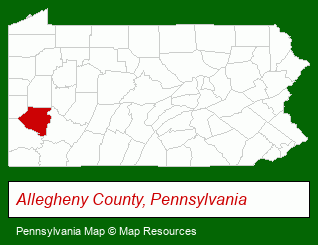 Pennsylvania map, showing the general location of Sebring & Associates