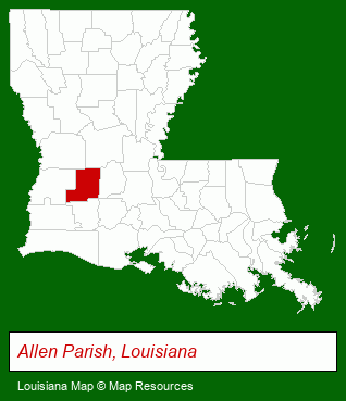Louisiana map, showing the general location of Greatwood Country Cabin