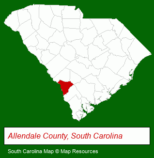 South Carolina map, showing the general location of Hanna CO Real Estate