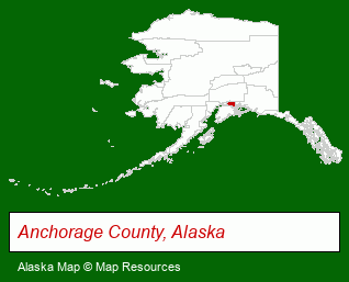 Alaska map, showing the general location of White Spruce Trailer Sales