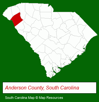 South Carolina map, showing the general location of William C Hood Law Office