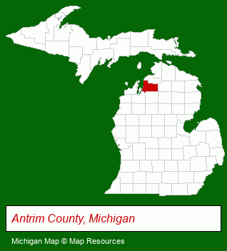 Michigan map, showing the general location of Chain-O-Lakes Campground