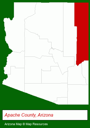Arizona map, showing the general location of Ponderosa Realty